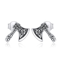 Sterling Silver Viking Axe Stud Earrings - Fun Gifts & More