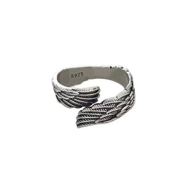 Love Couple Plain Silver Ring Angel Wings - Fun Gifts & More