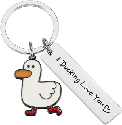 Funny Lover Gift Ducking Love You Cute Duck Pun Keychain Couples Jewelry Valentines Day Gift For Boyfriend Girlfriend - Fun Gifts & More