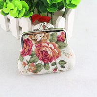 Canvas Rose Mini Coin Purse Women's Fabric Buckle Coin Bag Cute Small Purse - Fun Gifts & More