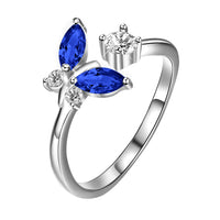 925 Sterling Silver Butterfly Ring with Sapphire Blue Crystal - Fun Gifts & More