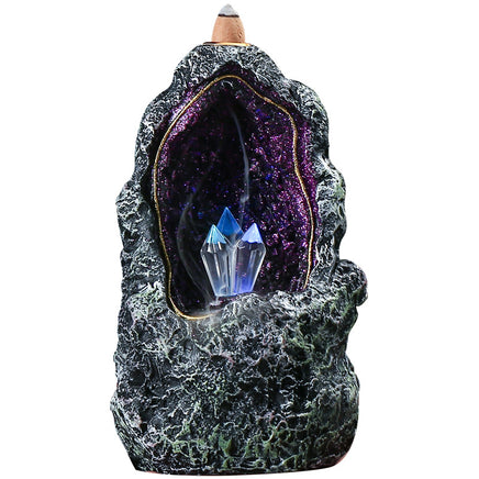 Creative Resin Backflow Incense Burner Crystal Cave LED Night Light - Fun Gifts & More