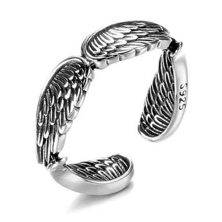 Love Couple Plain Silver Ring Angel Wings - Fun Gifts & More