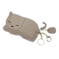 Cat Ultra-thin Coin Purse Genuine Leather Internet Celebrity Key Bag - Fun Gifts & More