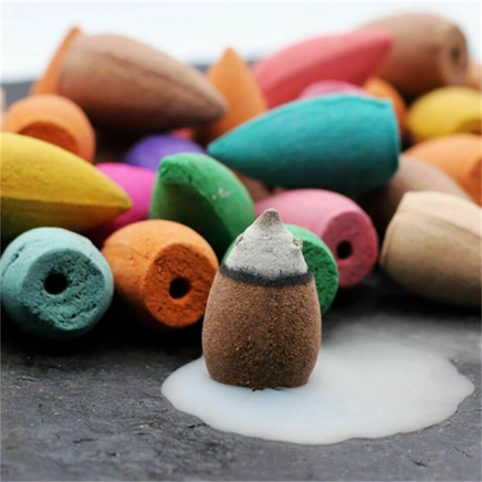 100Pcs Backflow Incense Cones Burner Heavy Smoke Waterfall Buddhism Smoke Cones - Fun Gifts & More