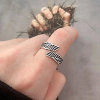 Love Couple Plain Silver Ring Angel Wings - Fun Gifts & More