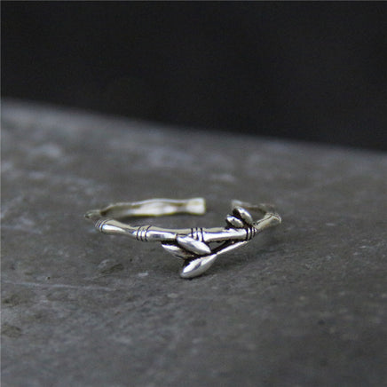 Sterling Silver Bamboo Leaf Ring Women's Ring - Fun Gifts & More