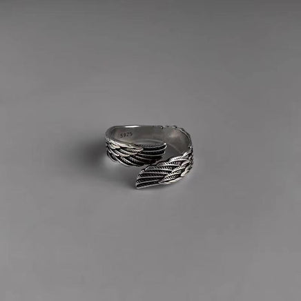 Love Couple Plain Silver Ring Angel Wings - Fun Gifts & More