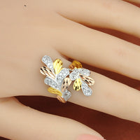 Sterling Silver Color Silver Ring Color Gold Ring Index Finger Leaf Ring - Fun Gifts & More