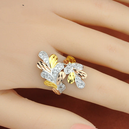 Sterling Silver Color Silver Ring Color Gold Ring Index Finger Leaf Ring - Fun Gifts & More