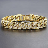 Miami Curb Cuban Chain Bracelet For Men Gold - Fun Gifts & More