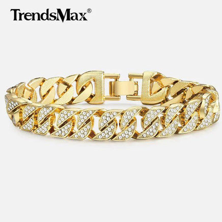 Miami Curb Cuban Chain Bracelet For Men Gold - Fun Gifts & More