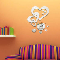 Creative Heart-shaped Wall Clock Mirror Clock Acrylic Decoration - Fun Gifts & More