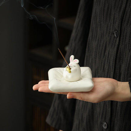 Serene Rabbit Ceramic Incense Burner - Fun Gifts & More