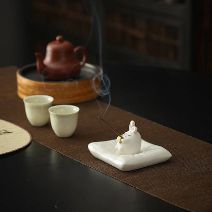 Serene Rabbit Ceramic Incense Burner - Fun Gifts & More