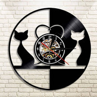 Cat glow animal wall clock vinyl record clock - Fun Gifts & More