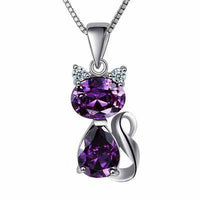 Cute Natural Amethyst Cat Pendant Necklace - Fun Gifts & More