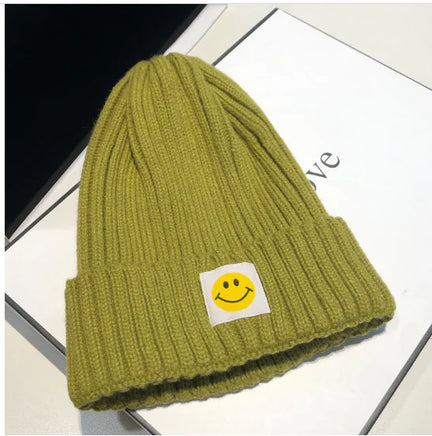 Baby Toddler Ribbed Knit Smile Face Beanie - Fun Gifts & More