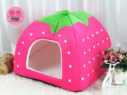 Super Cute Strawberry Leopard Cat or Dog Pet House Bed - Fun Gifts & More