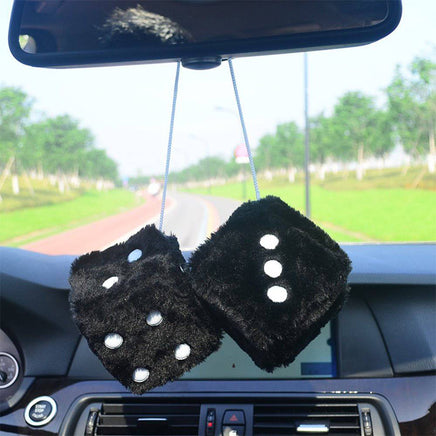 Fuzzy Plush Dice Car Accessory - Fun Gifts & More