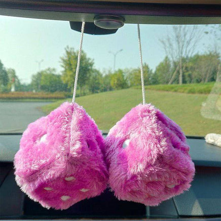 Fuzzy Plush Dice Car Accessory - Fun Gifts & More