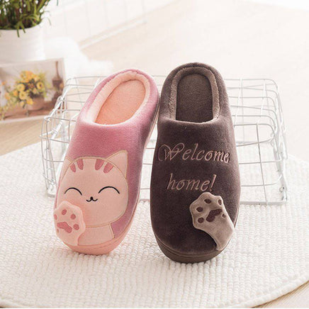 Cute Cat Slippers Women Men Winter Plush Home Shoes - Fun Gifts & More