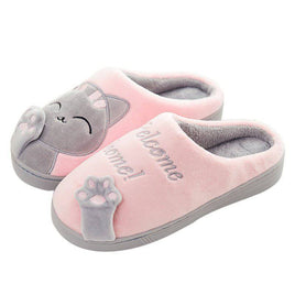 Cute Cat Slippers Women Men Winter Plush Home Shoes - Fun Gifts & More