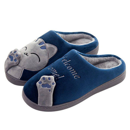 Cute Cat Slippers Women Men Winter Plush Home Shoes - Fun Gifts & More