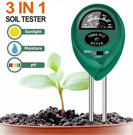 3 In1 Soil Tester Water PH Moisture Light Test Meter Kit For Garden Plant Flower - Fun Gifts & More