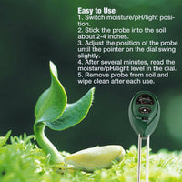 3 In1 Soil Tester Water PH Moisture Light Test Meter Kit For Garden Plant Flower - Fun Gifts & More