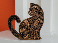 Wood Cat Figurine Handcrafted Cat Sculpture - Fun Gifts & More