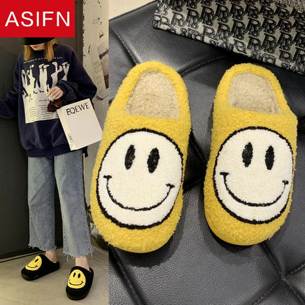 Cute Smile Pattern Fluffy Slippers - Fun Gifts & More