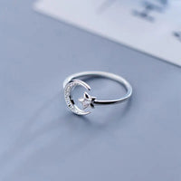 Sterling Silver Moon Star Ring - Fun Gifts & More