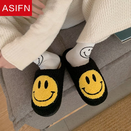 Cute Smile Pattern Fluffy Slippers - Fun Gifts & More