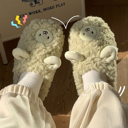 Plush Bedroom Cotton Fluffy Slippers - Fun Gifts & More