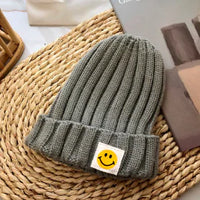 Baby Toddler Ribbed Knit Smile Face Beanie - Fun Gifts & More