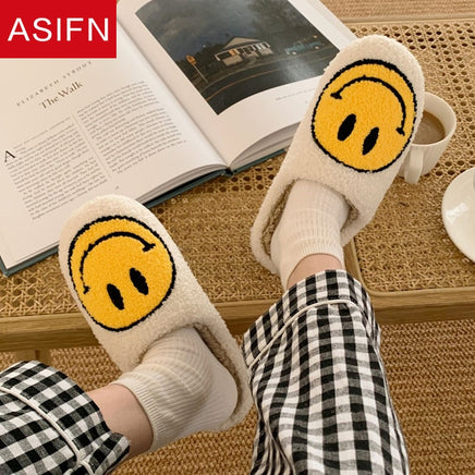 Cute Smile Pattern Fluffy Slippers - Fun Gifts & More