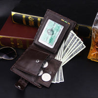 Men's Retro Woven Pattern Leather Wallet - Fun Gifts & More