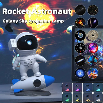 Rocket Astronaut Galaxy Starry Sky Projector Lamp Desktop - Fun Gifts & More